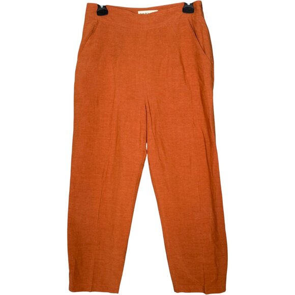 Eve Gravel Orange Straight Leg Crop Pants Viscose Linen Minimalist Slow Fashion - Picture 1 of 7